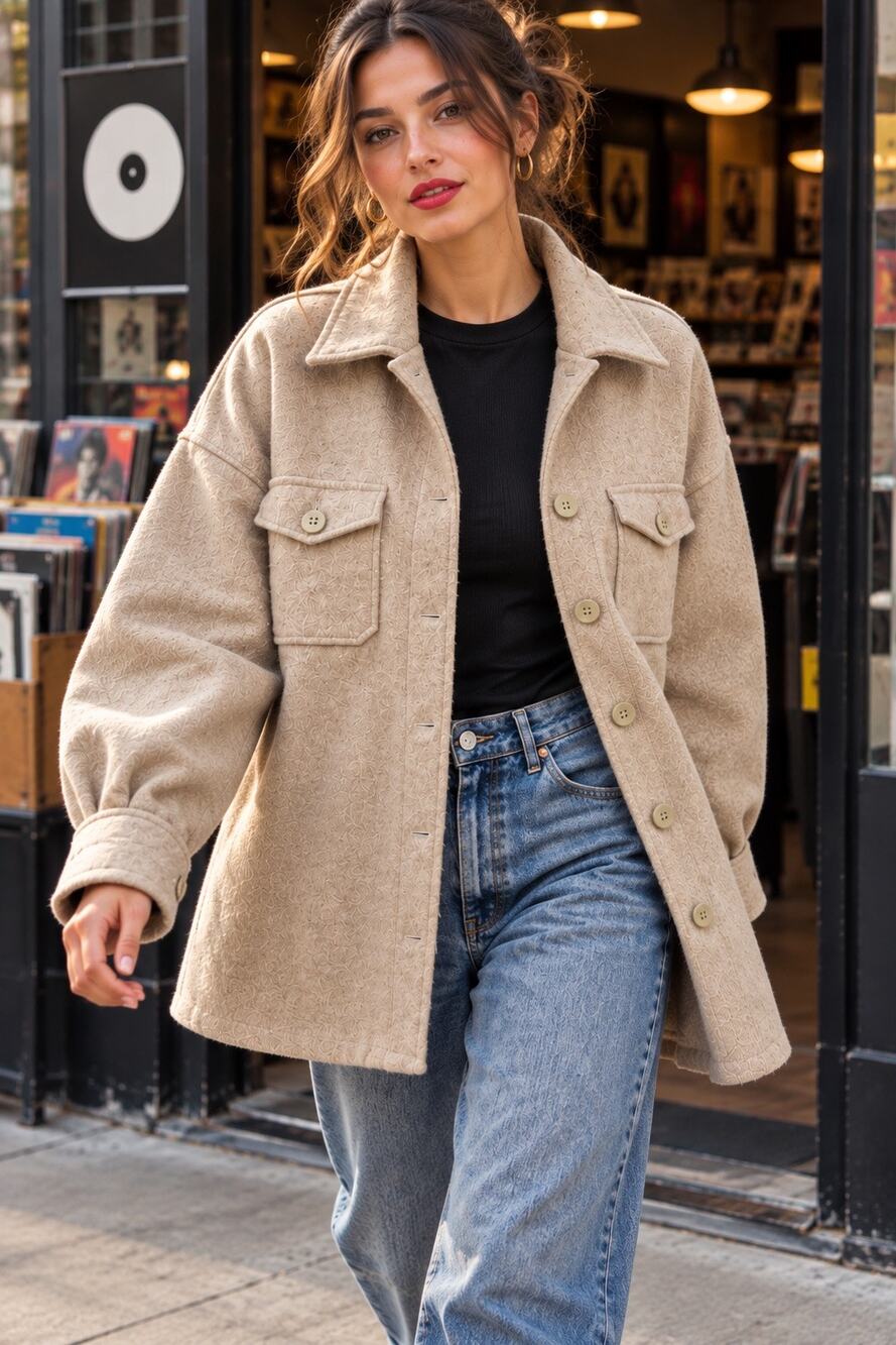 Urban Outfitters Oatmeal Oversized Shacket Jacket S/P
